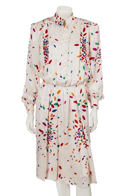 Lot 455 - An Yves Saint Laurent printed silk dress, 1980s