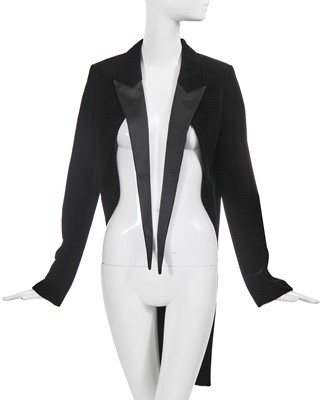 Lot 91 - A Saint Laurent by Hedi Slimane black velvet 'Le Smoking' tailcoat, 2010s