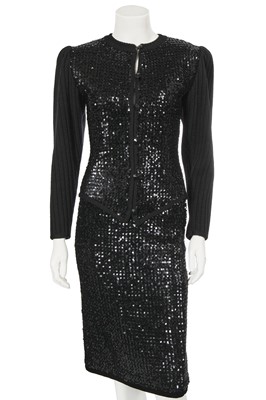 Lot 452 - An Yves Saint Laurent black sequined ensemble, circa 1983
