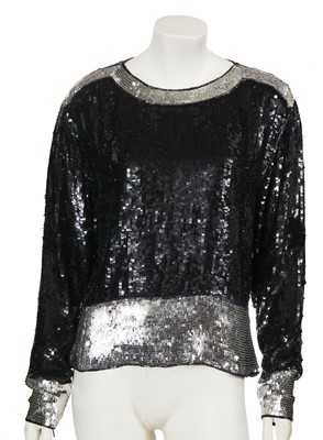 Lot 530 - An Yves Saint Laurent black and silver sequined top, circa 1980