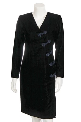 Lot 374 - An Yves Saint Laurent black velvet dress, 1990s