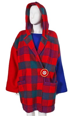 Lot 392 - A Jean Charles de Castalbajac green, blue and red plaid wool coat, 1980s