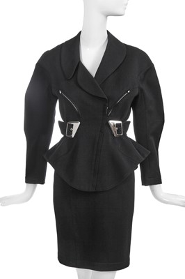 Lot 250 - A Thierry Mugler black wool suit, 1980s
