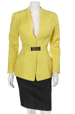 Lot 362 - A Thierry Mugler yellow and black cotton suit, 1990s