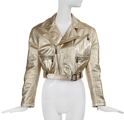 Lot 223 - A Gianni Versace embossed gold leather biker jacket, Autumn-Winter 1994-95