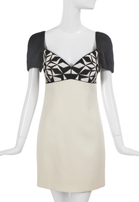 Lot 224 - A Gianni Versace haute couture black and ivory cocktail dress, Autumn-Winter 1991-92