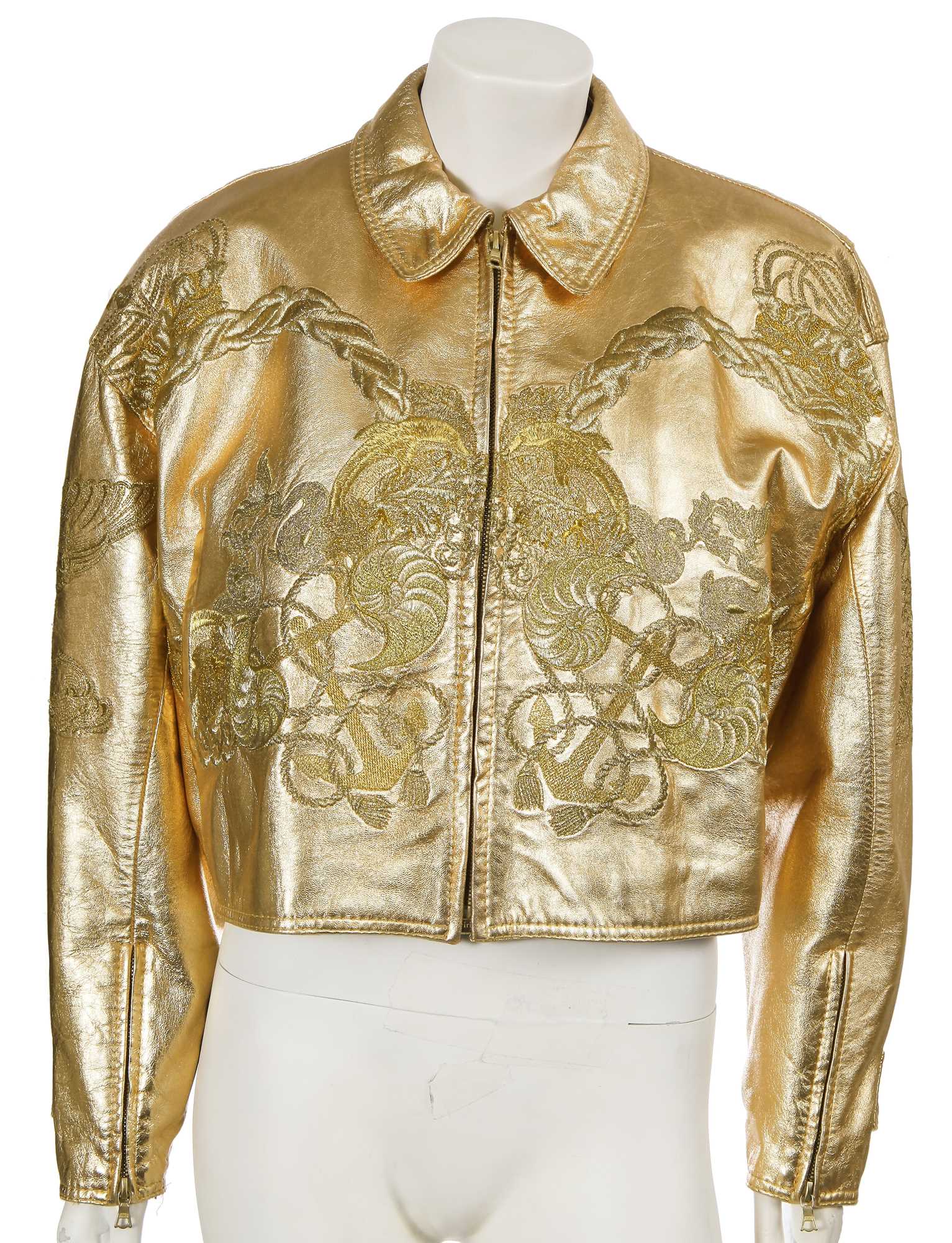 Lot 337 - A Gianfranco Ferre embroidered gold leather jacket, Spring-Summer 1992