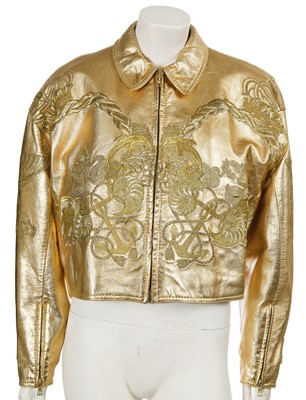 Lot 337 - A Gianfranco Ferre embroidered gold leather jacket, Spring-Summer 1992