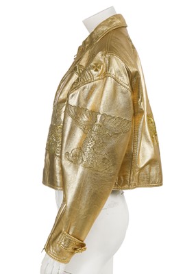 Lot 337 - A Gianfranco Ferre embroidered gold leather jacket, Spring-Summer 1992