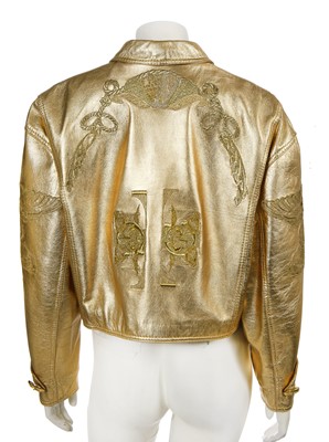 Lot 337 - A Gianfranco Ferre embroidered gold leather jacket, Spring-Summer 1992