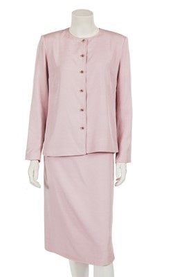Lot 56 - A Chanel by Philippe Guibourge pink slubbed silk suit, 1970s