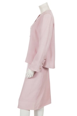 Lot 242 - A Chanel by Philippe Guibourge pink slubbed silk suit, 1970s