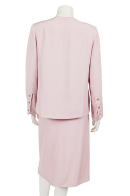 Lot 242 - A Chanel by Philippe Guibourge pink slubbed silk suit, 1970s