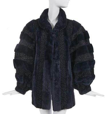 Lot 276 - A Christian Dior navy Persian lamb and rabbit fur jacket, 1980s