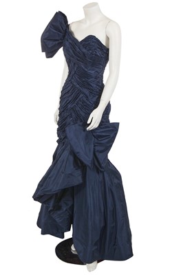 Lot 431 - A Scaasi navy taffeta ballgown, 1980s
