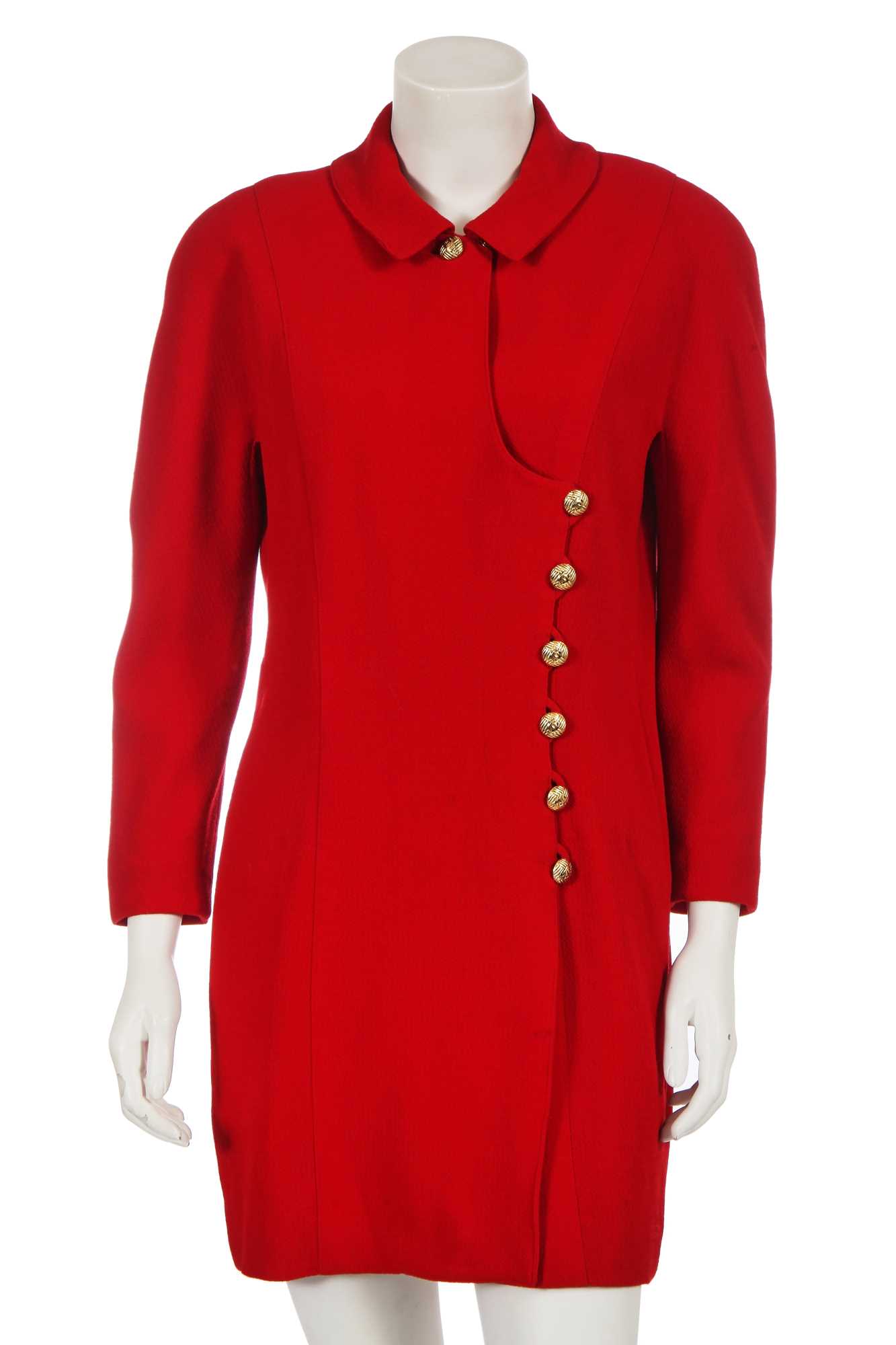 Lot 167 - A Chanel by Karl Lagerfeld scarlet textured wool dress, 1980s