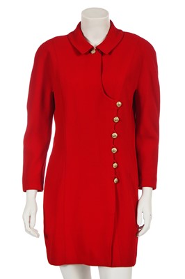 Lot 167 - A Chanel by Karl Lagerfeld scarlet textured wool dress, 1980s