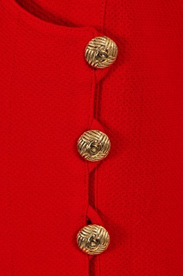 Lot 167 - A Chanel by Karl Lagerfeld scarlet textured wool dress, 1980s