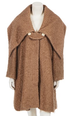 Lot 300 - A Christian Dior by John Galliano brown bouclé mohair-blend swing coat, commercial collection 1999