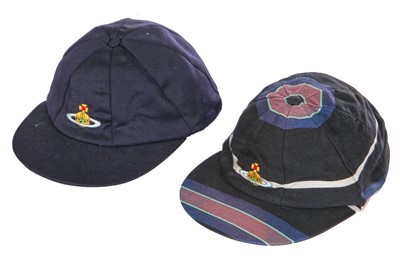 Lot 422 - A Vivienne Westwood striped cotton cricket cap 'Time Machine' collection, Autumn-Winter 1988-89