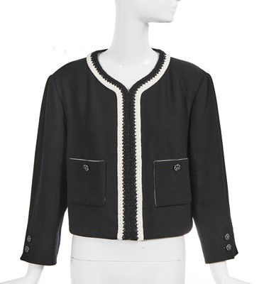Lot 60 - Marianne Faithfull's Chanel by Virginie Viard black silk crêpe jacket, Cruise collection 2022
