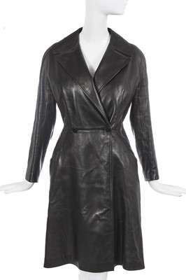 Lot 79 - Marianne Faithfull's Alaïa black leather coat, 2000s