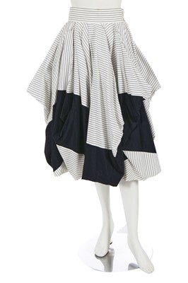 Lot 289 - An Issey Miyake black and white striped cotton skirt, Spring Summer 1991