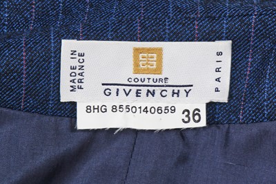 Lot 303 - A Givenchy by Alexander McQueen blue and white pinstripe wool jumpsuit, commercial collection 1998