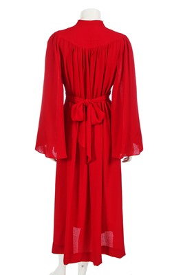 Lot 479 - An Ossie Clark for Radley red moss crêpe dress, early 1970s