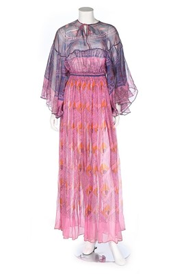 Lot 16 - A Zandra Rhodes printed chiffon dress, early...