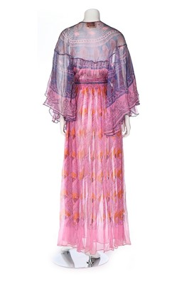 Lot 16 - A Zandra Rhodes printed chiffon dress, early...