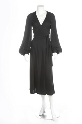 Lot 17 - An Ossie Clark black moss crpe 'Cuddly' gown,...