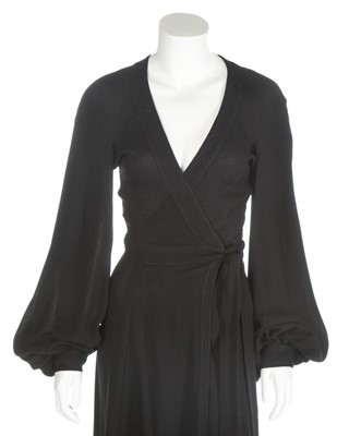 Lot 17 - An Ossie Clark black moss crpe 'Cuddly' gown,...
