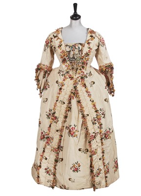 Lot 529 - A Spitalfields brocaded silk robe à la Française and petticoat circa 1765
