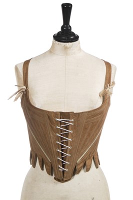 Lot 516 - A pair of brown cotton jean stays, circa 1790