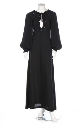Lot 37 - An Ossie Clark black moss crepe dress, circa...