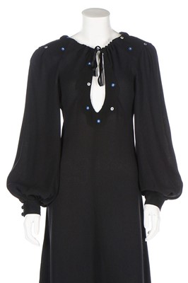 Lot 37 - An Ossie Clark black moss crepe dress, circa...