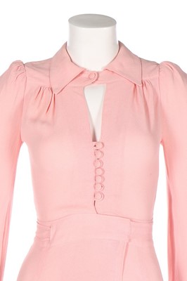 Lot 38 - An Ossie Clark for Radley pale pink moss crêpe...