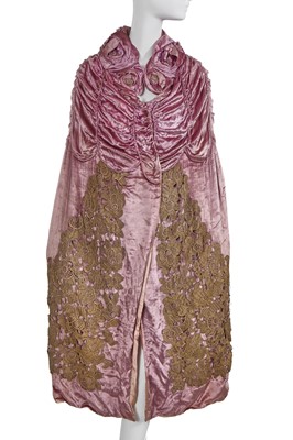 Lot 460 - A lilac velvet and gold lace opera cape, late 1920s