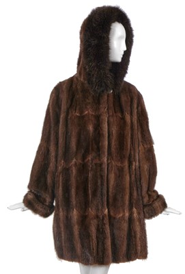 Lot 40 - A Kara brown sable fur hooded coat, modern