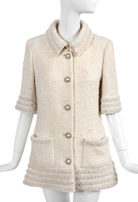 Lot 8 - A fine Chanel by Karl Lagerfeld ivory tweed jacket, 'Paris-Hamburg' collection, Métiers d'Art, Pre-Fall 2018