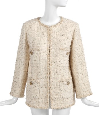 Lot 5 - A Chanel by Karl Lagerfeld ivory wool bouclé tweed jacket, 'Egyptomania' collection, Métiers d'Art, Pre-Fall 2019