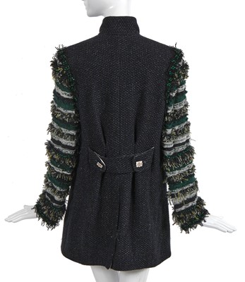 Lot 26 - A fine Chanel by Karl Lagerfeld black and green double-breasted tweed jacket, Autumn-Winter 2011-12