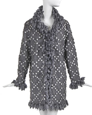 Lot 21 - A fine Chanel by Karl Lagerfeld felted grey wool coat, 'Paris-Bombay' collection, Métiers d'Art, Pre-Fall 2012