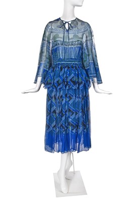 Lot 286 - A Zandra Rhodes 'Knitted Circle' printed chiffon dress, 1969