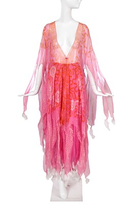 Lot 287 - A Zandra Rhodes printed chiffon ensemble, 'Ukraine and Chevron Shawl' collection, Spring Summer 1970