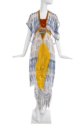 Lot 288 - A Zandra Rhodes printed chiffon dress, 'New York and Indian Feathers' collection, Autumn-Winter 1970-71
