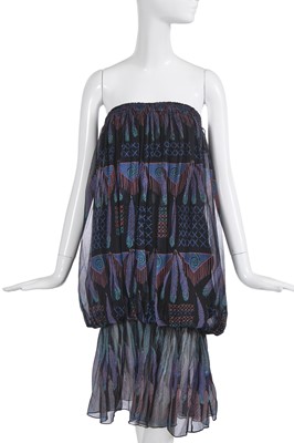 Lot 294 - A Zandra Rhodes printed silk chiffon dress, 'New York and Indian Feathers' collection, Autumn-Winter 1970-71