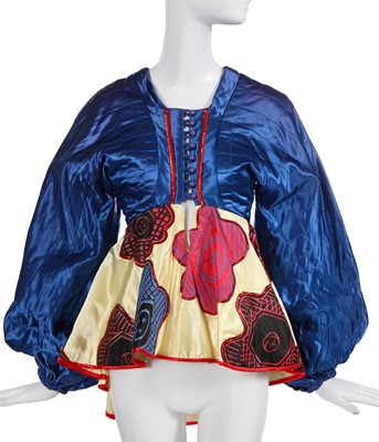 Lot 298 - A Zandra Rhodes 'Button Flowers' printed satin tunic/mini dress, 'Paris, Frills and Button Flowers' collection, Autumn-Winter 1971-72