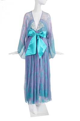Lot 302 - A Zandra Rhodes printed chiffon evening gown, 'The Lily' collection, Autumn-Winter 1972-73